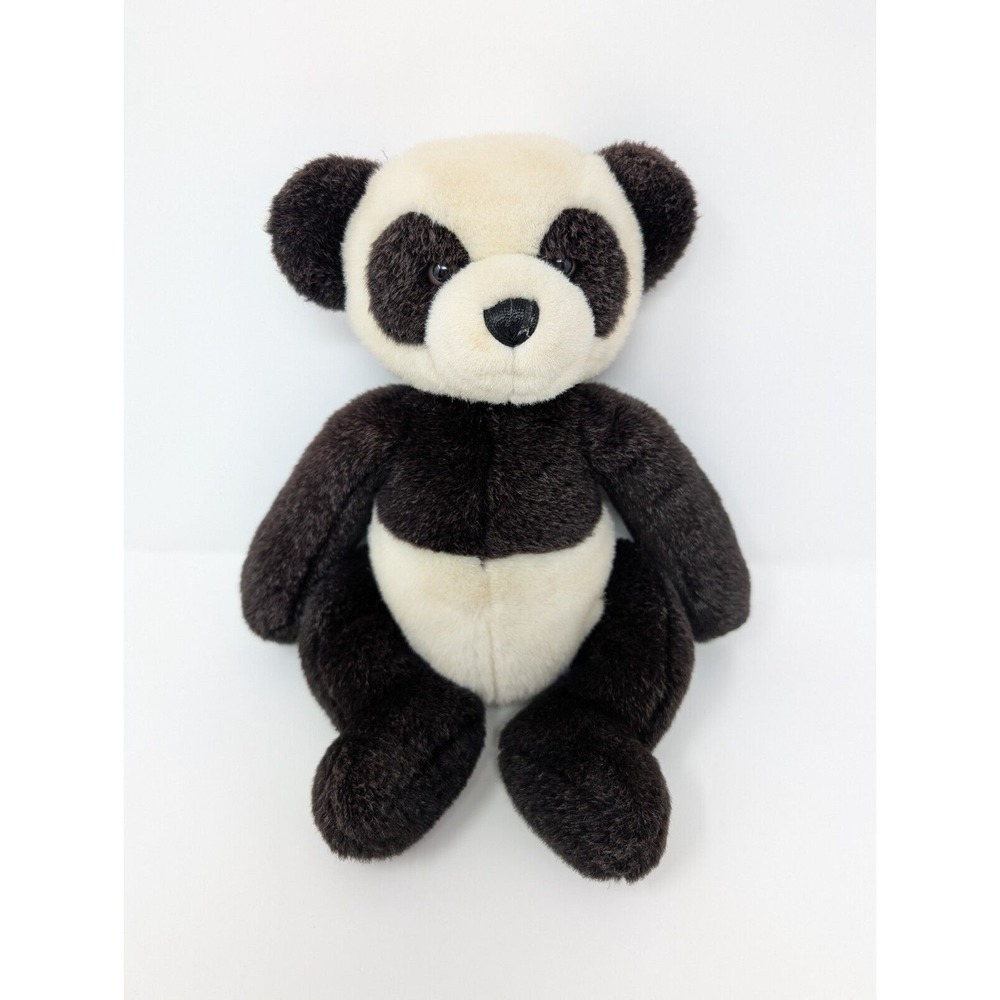Vintage A&A Panda Stuffed‎ Animal Plush Teddy Bear 12" Black White Head Spins